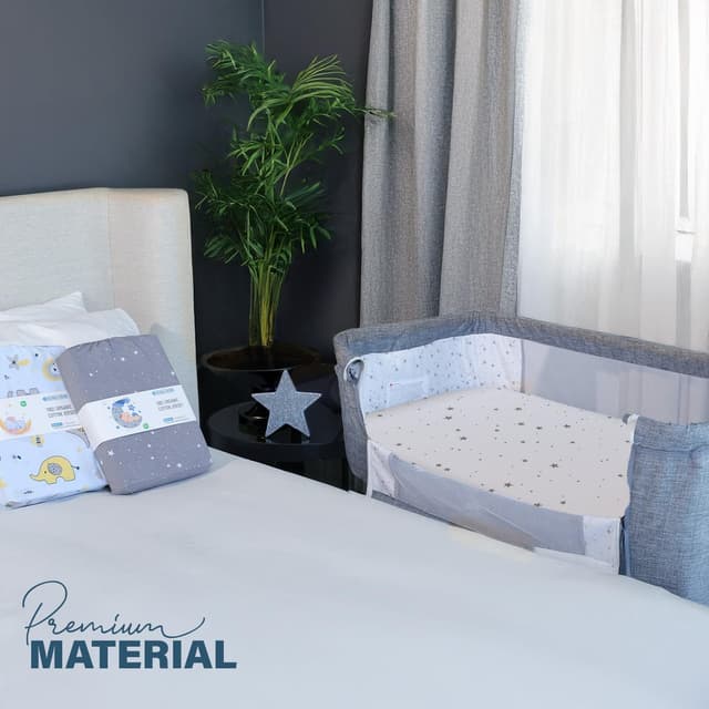 Thumbnail 6 de Next to Me Crib Sheets 55x90 cm (3 Pack) with Waterproof Mattress Protector – Cotton fitted sheets for 55x90 cm cribs