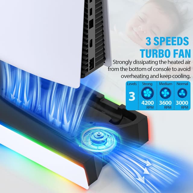 Detalle de ZRZLMVP PS5 cooling station stand RGB