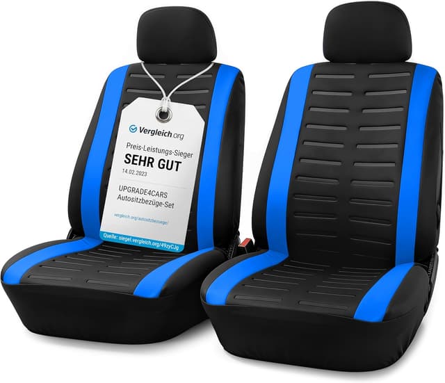 Detalle de upgrade4cars Housses de siège avant universelles Version 2026 (set bleu) pour conducteur et passager