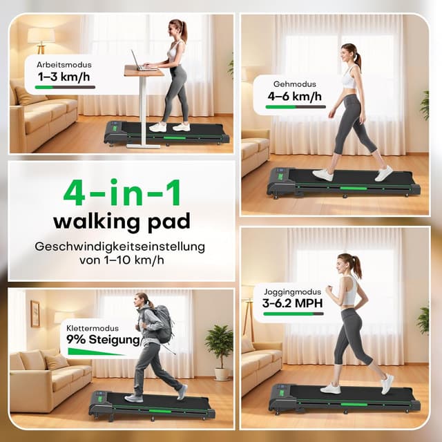 Thumbnail 2 de FOUSAE Walking Pad Laufband 1–10 km/h, 9% Steigung