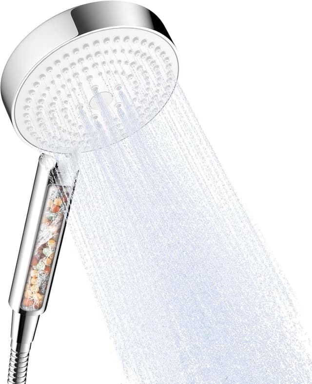 Detalle de OFFO Pommeau de douche filtrant anti-calcaire 6 modes avec tuyau 1,6 m (chrome)