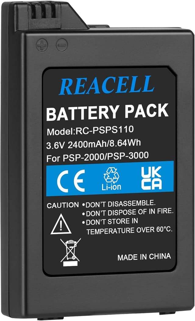 Detalle de REACELL Ersatzakku 2400 mAh 3,6 V für Sony PSP-S110 (kompatibel u. a. mit PSP-2001/3000/3004)