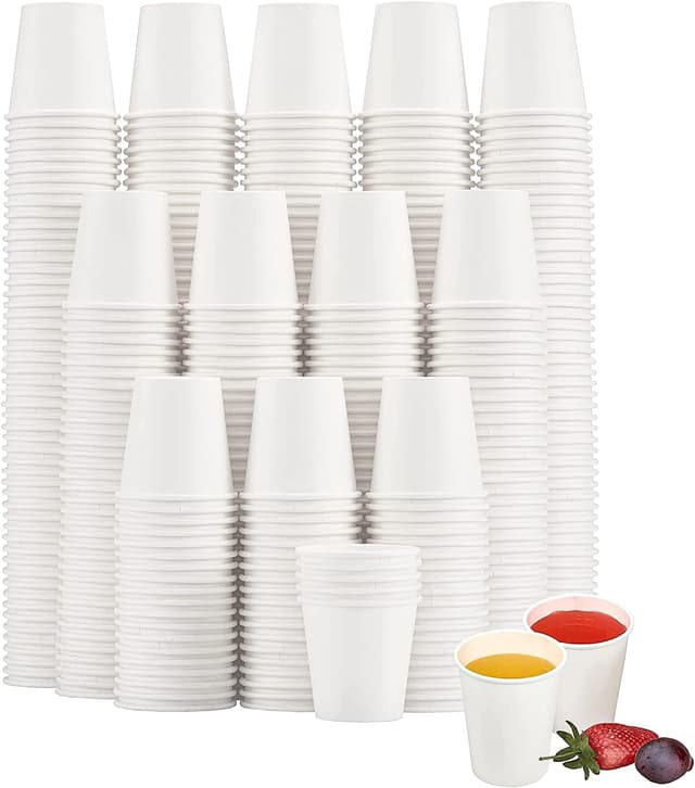 Detalle de SIUQ 1200 Pack 3 oz White Paper Cups (Small Disposable Bathroom Mouthwash Cups)