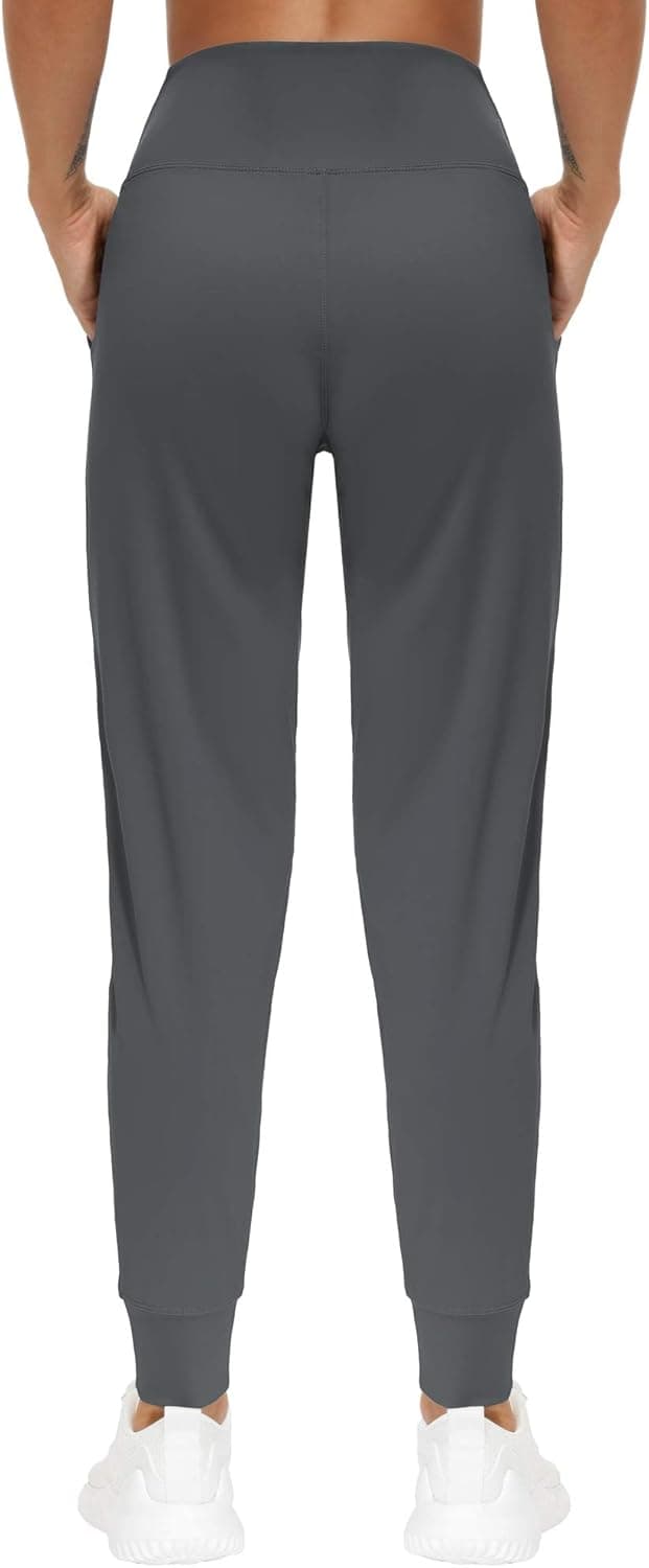 Detalle 2 de THE GYM PEOPLE Joggers donna in tessuto 4-way stretch, vita alta, tasche laterali per yoga, corsa e tempo libero