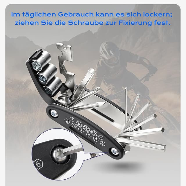 Thumbnail 5 de Fahrrad Reparaturset 16-in-1 Kompakt aus Stahl Schwarz