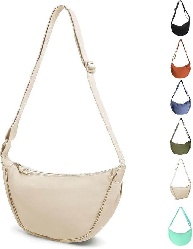 Detalle de Uwiyo Crescent Bag for Women – Nylon dumpling-style crossbody with adjustable strap