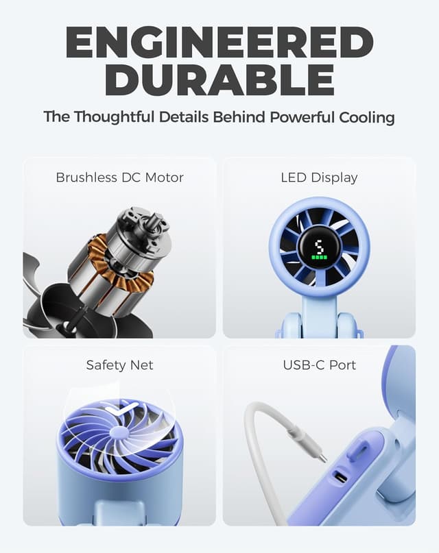 Thumbnail 6 de Diveblues JetForce — ventilateur portable à main 3-en-1, 5 vitesses, batterie rechargeable