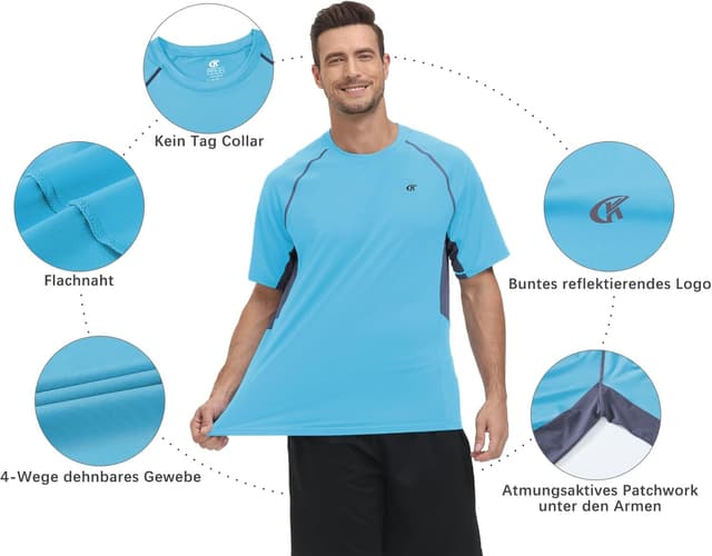 Thumbnail 6 de Huayuzh Herren UV-Shirt Rashguard (Schwimmshirt, schnelltrocknend, atmungsaktiv)