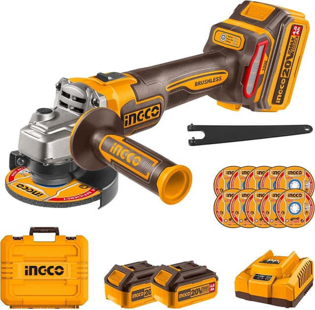 Detalle de INGCO CAGLI271532 cordless angle grinder 115mm