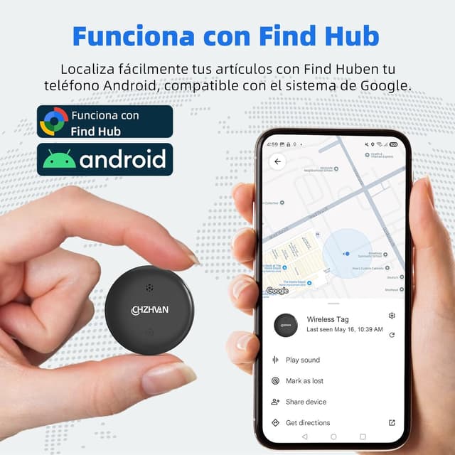 Detalle de Android Smart Tracker Tag con Búsqueda por Google, IP67🔑