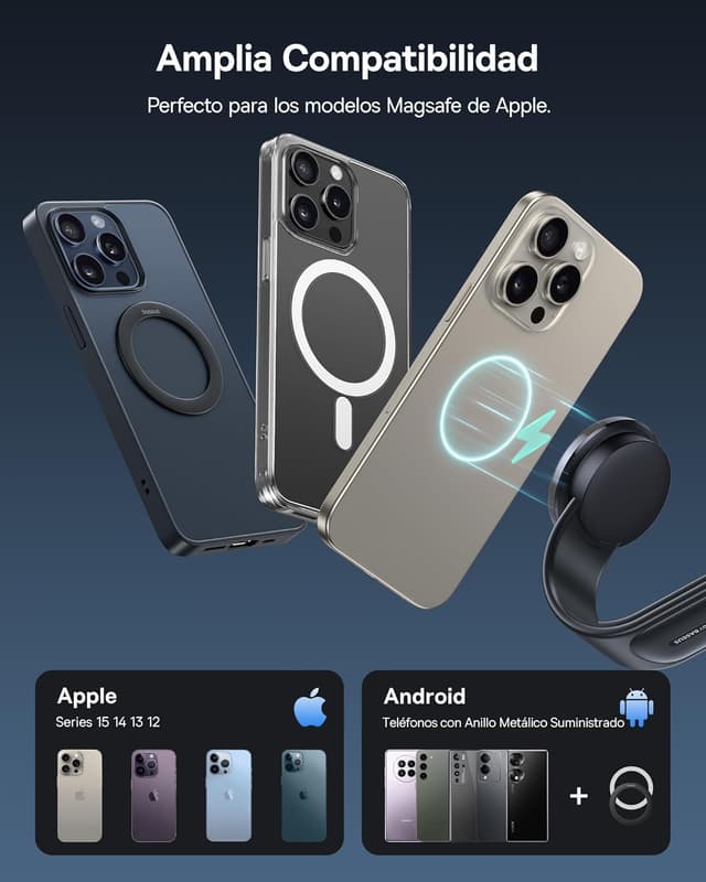 Detalle 2 de Baseus C02 Pro Soporte Magnético 15W para Coche 🚗 iPhone y Android