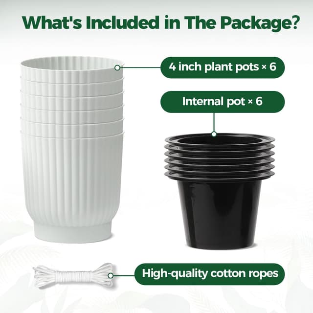 Thumbnail 5 de T4U 10cm Self Watering Plant Pots 6 Pack