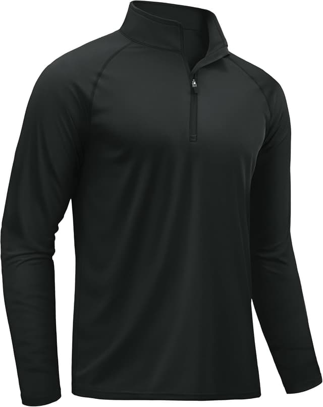 Detalle de TACVASEN Herren UV-Schutz Langarm-Rashguard mit 1/4-Reißverschluss (UPF 50+)