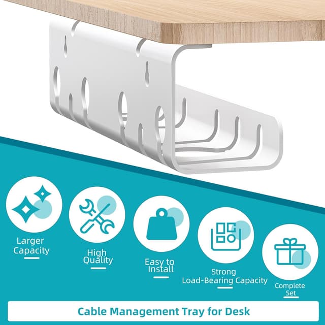 Detalle de StowBin Desk Cable Tidy Tray (2-Pack) stainless steel cable organiser for under-desk or wall mounting