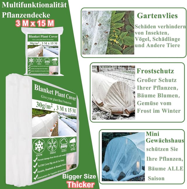 Detalle de Gartenvlies Frostschutz Folientunnel Kit 3x15m