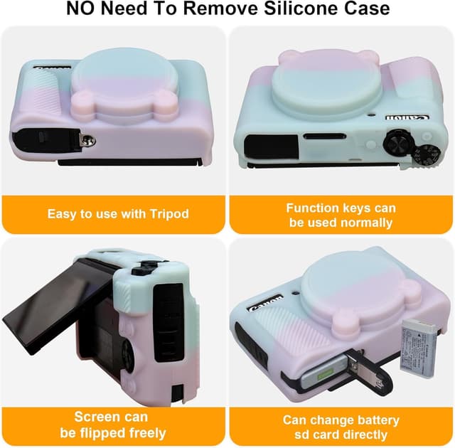 Detalle de Elonbo Camera Case soft silicone cover for Canon PowerShot SX740 / SX730 (Jelly Pink Green)