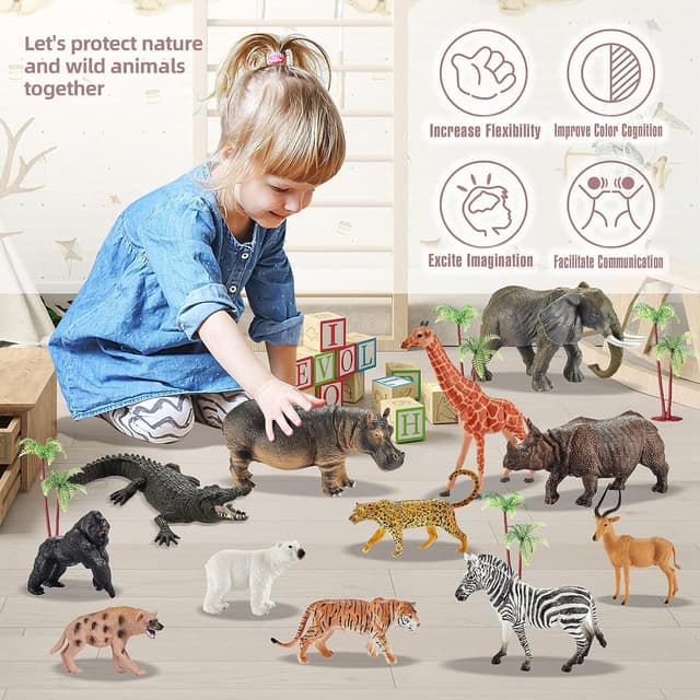 Thumbnail 4 de EnAuRoL 31-Pc Safari Animals Playset for Toddlers