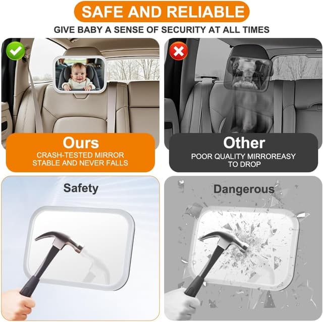 Detalle de Vicloon Specchietto retrovisore per bambini 360° con poggiatesta e clip di aggancio