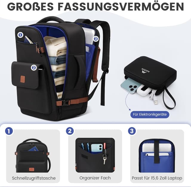 Thumbnail 3 de MATEIN Handgepäck Rucksack 40x30x20