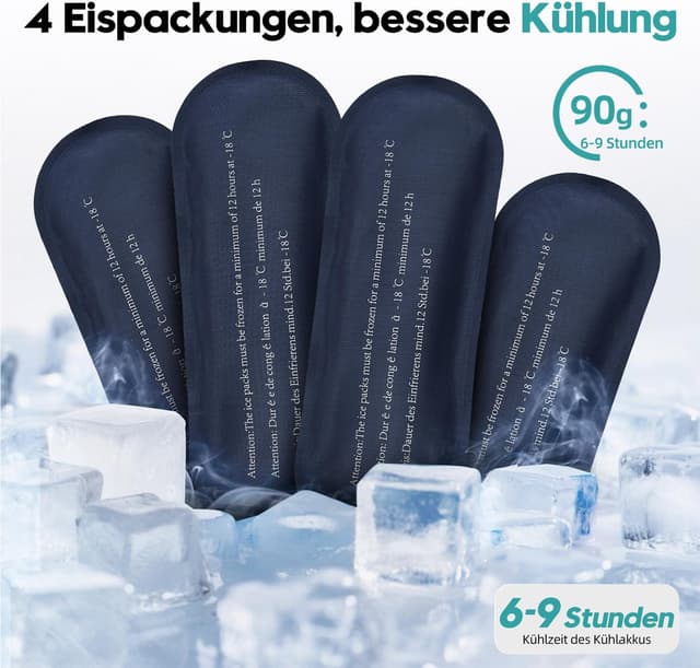 Detalle de ALLCAMP Insulin-Kühltasche mit Kühlbox, 4 wiederverwendbaren Eisbeuteln und Organizer