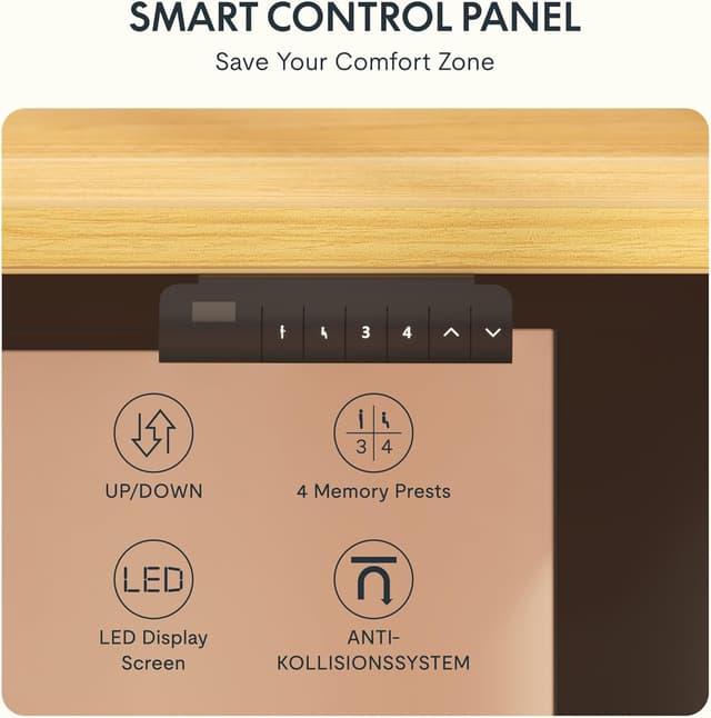 Detalle de FLEXISPOT 2 moteurs bureau assis-debout électrique 180x80 (une pièce) – double moteur, mémoires et retour anti-obstacle