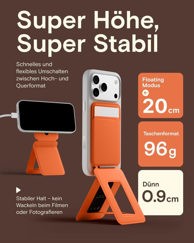 Detalle 2 de MOFT Handy-Stativ für Smartphone (3-in-1) aus veganem MOVAS Leder, ultradünn & tragbar, mit MagSafe-Option