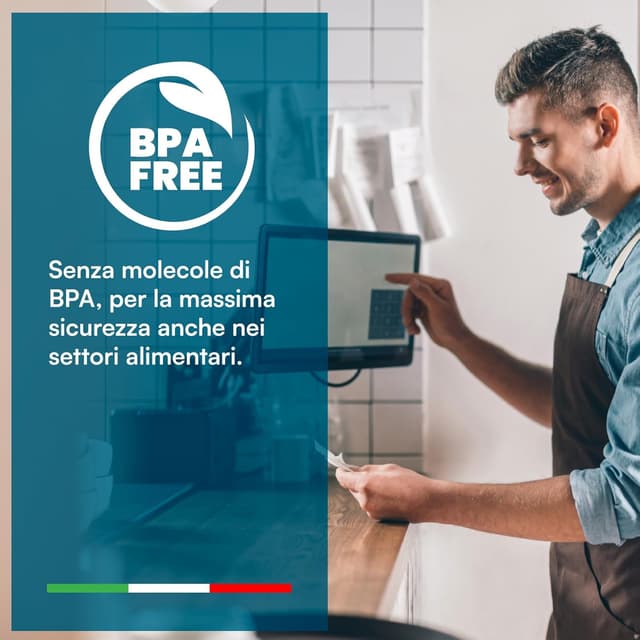 Detalle de Rotoli termici per registratori di cassa: 20 rotolini omologati 57 mm x 30 m, diametro 42 mm (senza BPA) compatibili Nexi Axerve Ingenico