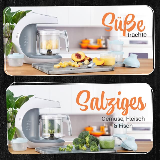 Detalle de Sweety Fox 7-in-1 Multifunktions Babynahrungszubereiter – Dampfgarer, Mixer, Pulse, Sterilisieren & mehr