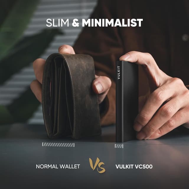 Detalle de VULKIT Slim Aluminium Credit Card Holder with RFID Blocking (Black) – pop-up minimalist case