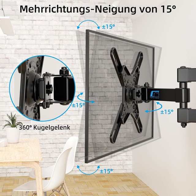 Detalle de HOME VISION TV-Wandhalterung HV3201 schwenkbar & neigbar (360° Rotation) für 17–42 Zoll bis 20 kg