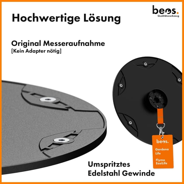Detalle 1 de beos Mähroboter Tuning Drehscheibe für 6 Klingen – kompatibel mit Gardena Sileno Life & Sileno+ sowie Flymo EasiLife, Ø 210 mm