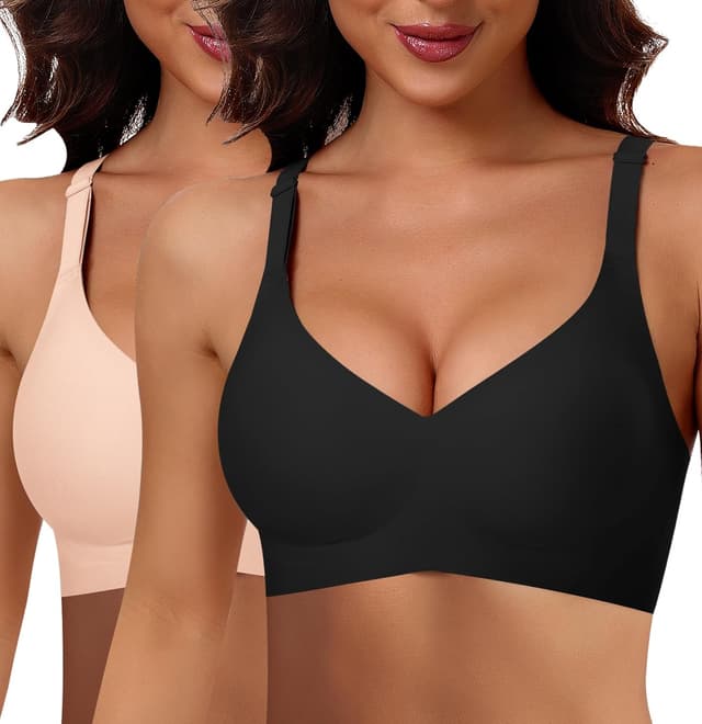 Detalle de Ganado Damen BH ohne Bügel – nahtloser Soft-BH mit tiefem V-Ausschnitt