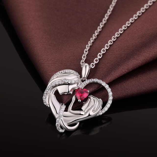 Detalle de Miaofu Halskette Damen „Mutter und Tochter“ mit Herz aus 925 Sterling Silber & 5A Zirkonia, 45–48 cm