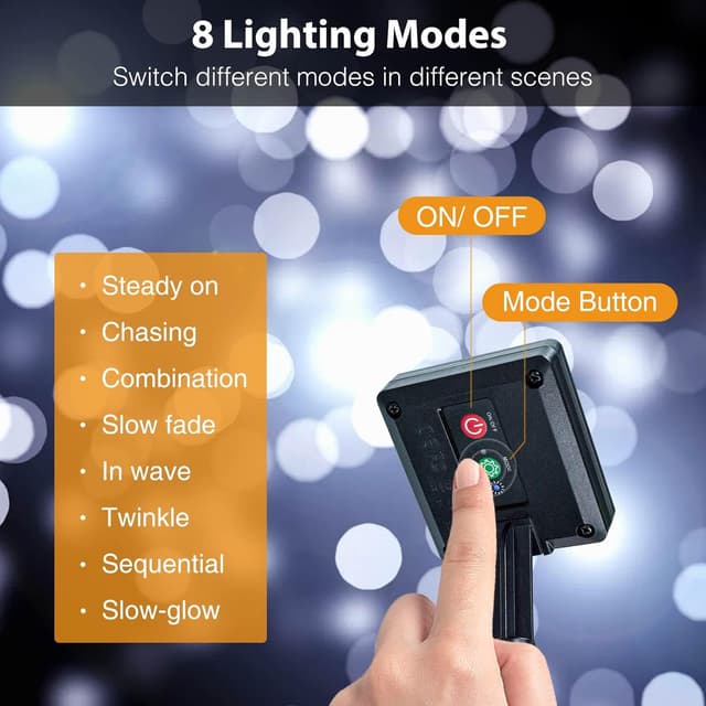 Detalle de Peasur Luci Solari Esterno con 3 pacchi da 12 m, 120 LED e 8 modalità