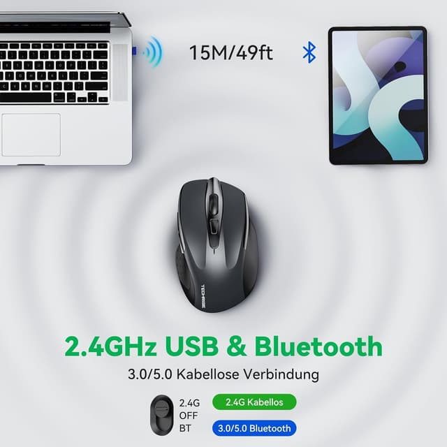 Detalle 2 de TechRise Bluetooth Maus 4800 DPI đź–±