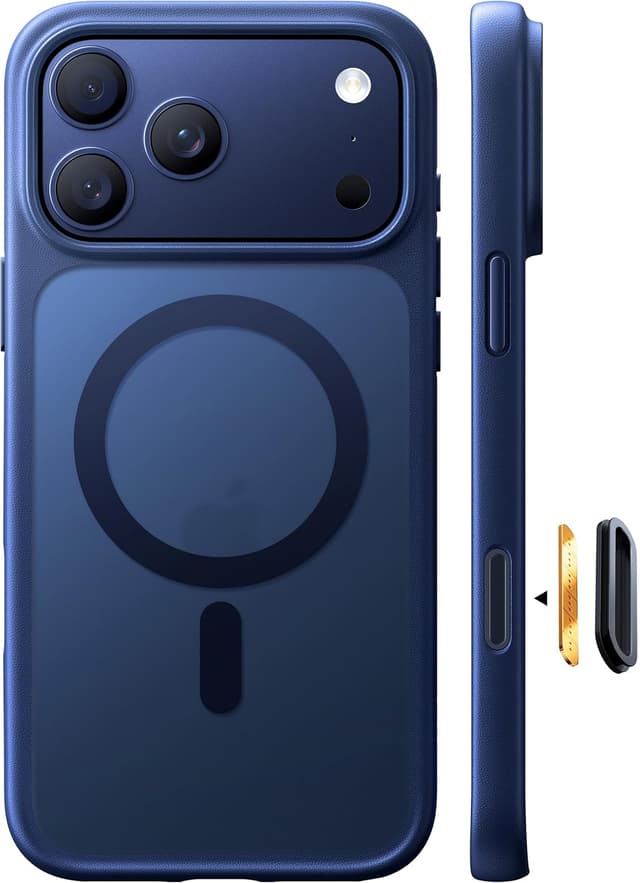 Detalle de TORRAS Guardian-Mag Hülle für iPhone 17 Pro Max mit MagSafe & Kamerasteuerung (matt blau)