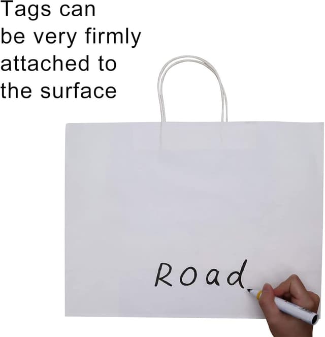 Detalle 2 de Ronvir Large White Gift Bags (50 Pack) with Handles, Recycled Kraft Paper, 41x15x30cm