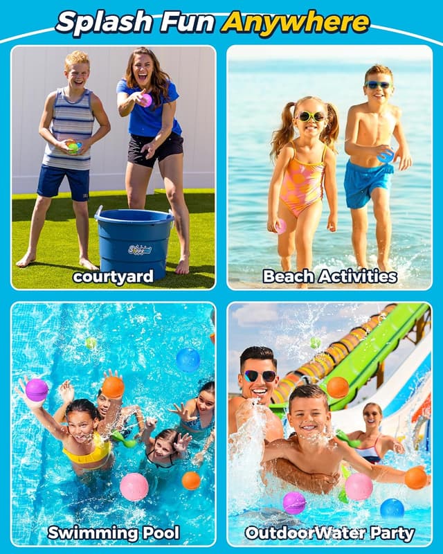 Detalle 2 de Tlitlimom 16-Pack Reusable Water Bomb Balloons for Pool & Beach Fun (Ages 3–12)