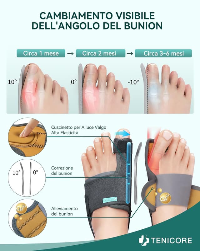 Detalle 2 de TENICORE Aggiornamento Alluce Valgo Correttore con 2 Barre Angolari 0°/10°