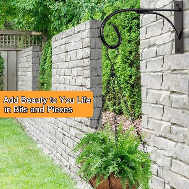 Thumbnail 6 de 11 inch iron wall-mount plant brackets for hanging baskets (60lb-capacity) – rust-resistant hooks