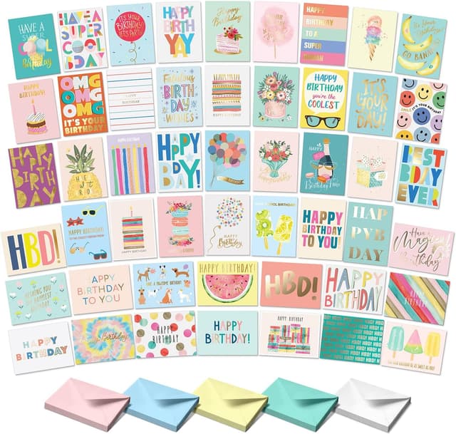 Detalle de S&O Happy Birthday Cards 50 pack 📬