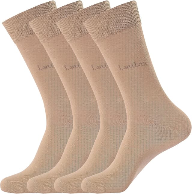 Detalle de Laulax 4 Pairs Finest Combed Cotton Seamless Toe Dress Socks Gift Set