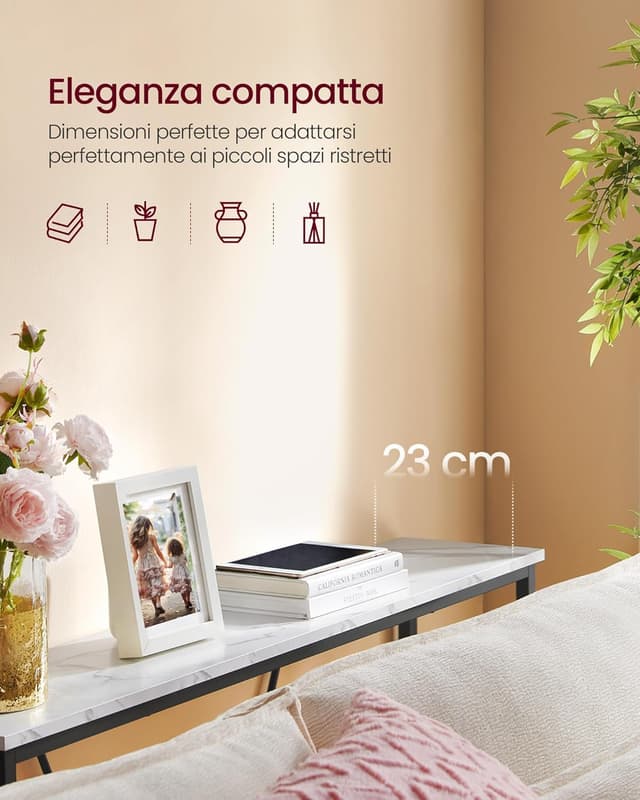 Detalle 2 de VASAGLE Tavolo consolle stretto 23x120