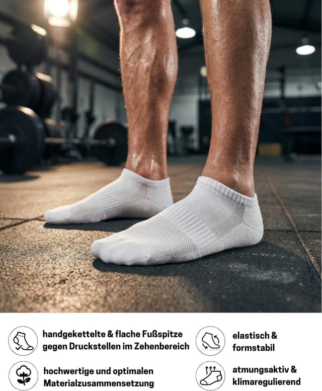 Detalle 2 de sockenkauf24 10 Paar Sneaker Socken aus Baumwolle mit Mesh-Streifen (Herren & Damen)