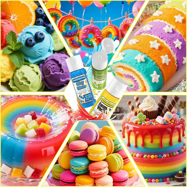 Detalle de Food Colouring Liquid Set (14 colours x 20ml) – Vivid vegan food-grade dye for baking, icing & DIY