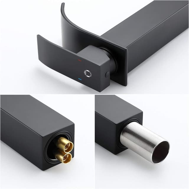 Thumbnail 5 de CECIPA Grifo Lavabo Cascada Alto Negro 185 mm