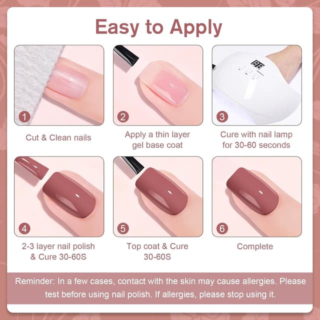 Detalle 2 de Shining She UV Nagellack Set (HEMA-frei, TPO-frei) mit 6 Farben – 8 ml pro Flasche