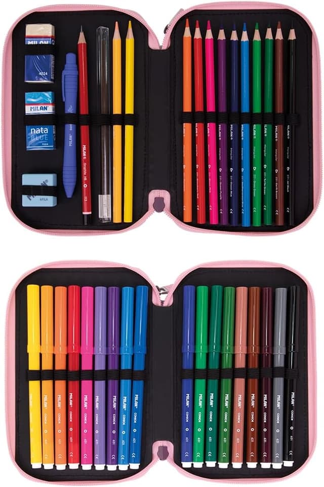 Thumbnail 3 de MILAN Plumier 2 pisos con contenido Fun Animals naranja