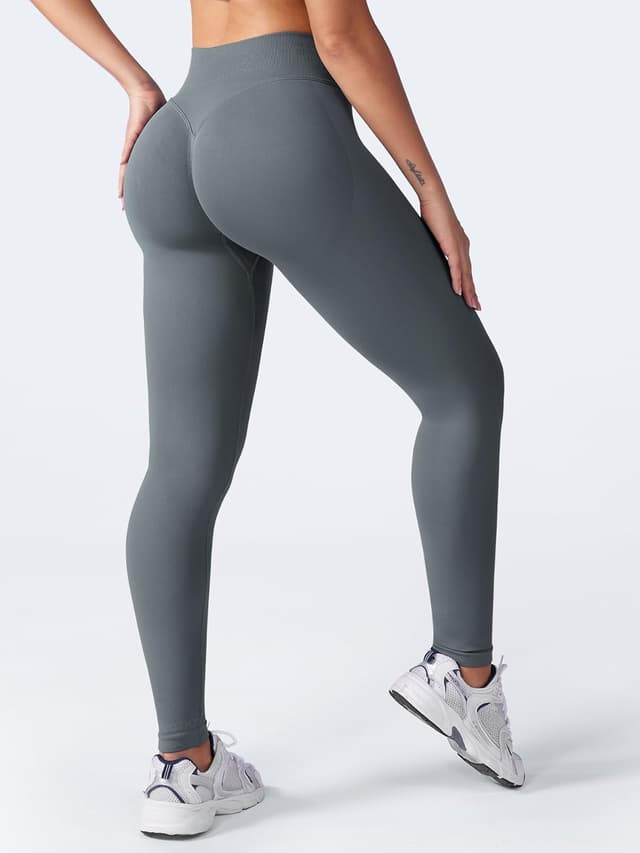 Detalle de VOYJOY Women Seamless Impact Leggings with Scrunch & Tummy Control (Medium Waist)