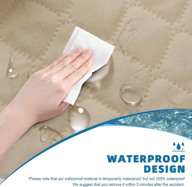 Detalle de Jaotto Copridivano 2 Posti impermeabile beige con braccioli e tasche laterali